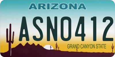 AZ license plate ASN0412