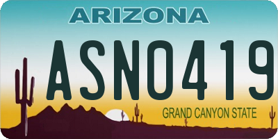 AZ license plate ASN0419