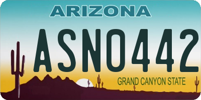 AZ license plate ASN0442