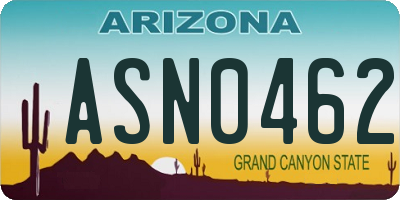 AZ license plate ASN0462