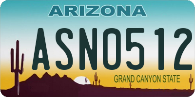 AZ license plate ASN0512