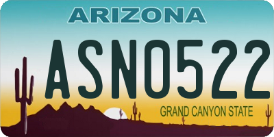 AZ license plate ASN0522