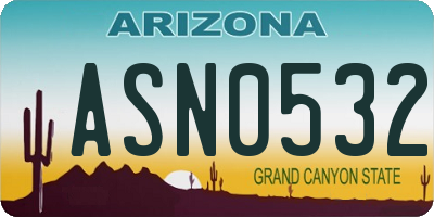 AZ license plate ASN0532