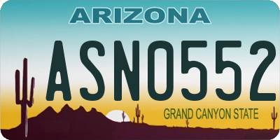 AZ license plate ASN0552