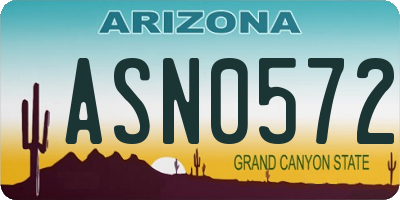 AZ license plate ASN0572