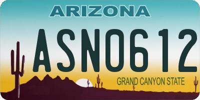 AZ license plate ASN0612