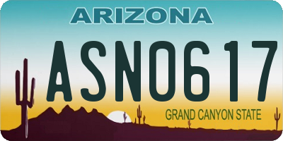 AZ license plate ASN0617