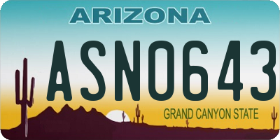 AZ license plate ASN0643