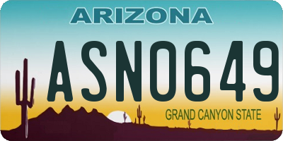 AZ license plate ASN0649