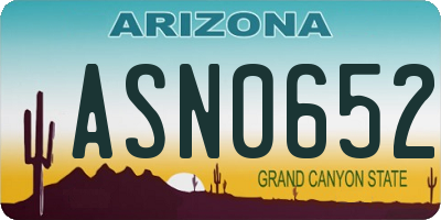 AZ license plate ASN0652