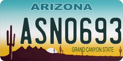 AZ license plate ASN0693