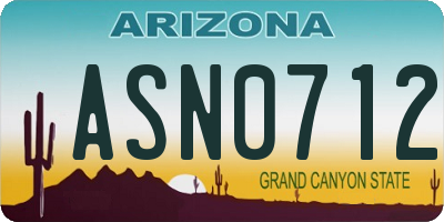 AZ license plate ASN0712