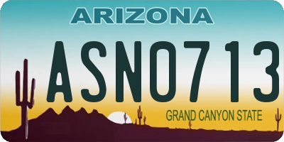 AZ license plate ASN0713