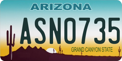 AZ license plate ASN0735