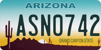 AZ license plate ASN0742
