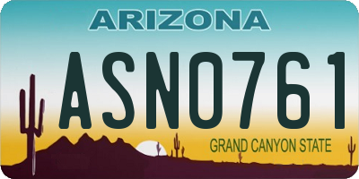 AZ license plate ASN0761