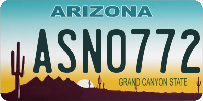 AZ license plate ASN0772