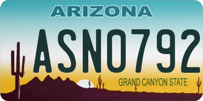 AZ license plate ASN0792