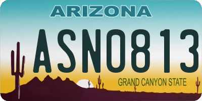 AZ license plate ASN0813