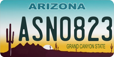 AZ license plate ASN0823
