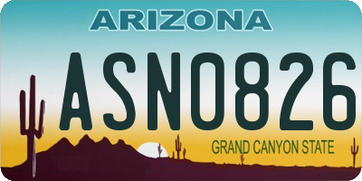 AZ license plate ASN0826