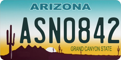 AZ license plate ASN0842