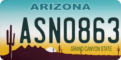 AZ license plate ASN0863