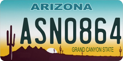 AZ license plate ASN0864
