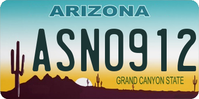 AZ license plate ASN0912