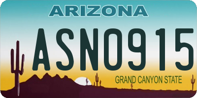 AZ license plate ASN0915