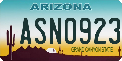 AZ license plate ASN0923