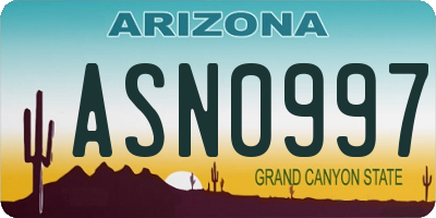 AZ license plate ASN0997