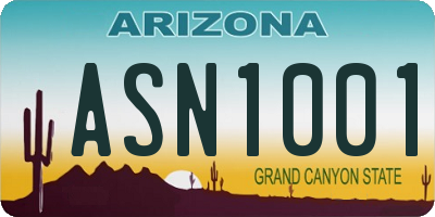 AZ license plate ASN1001