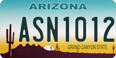 AZ license plate ASN1012