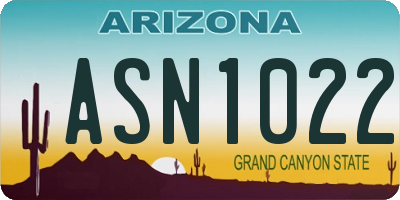 AZ license plate ASN1022