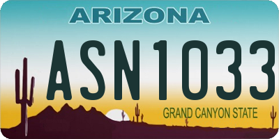 AZ license plate ASN1033