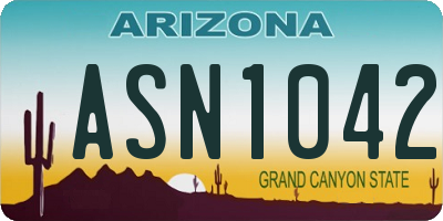 AZ license plate ASN1042