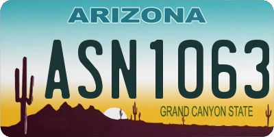 AZ license plate ASN1063
