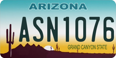 AZ license plate ASN1076