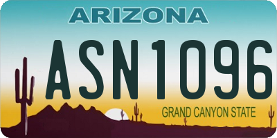 AZ license plate ASN1096
