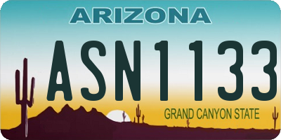 AZ license plate ASN1133