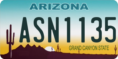 AZ license plate ASN1135