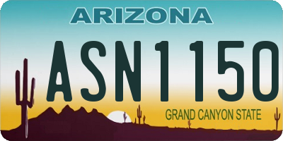 AZ license plate ASN1150
