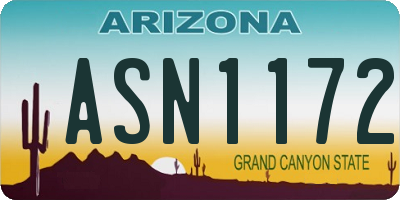 AZ license plate ASN1172