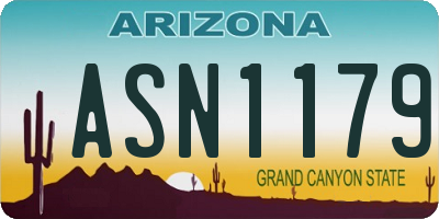 AZ license plate ASN1179