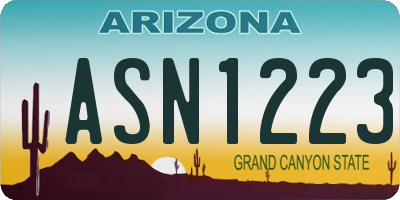 AZ license plate ASN1223