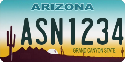 AZ license plate ASN1234
