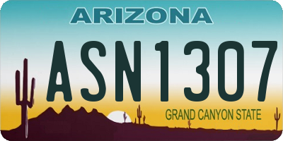 AZ license plate ASN1307