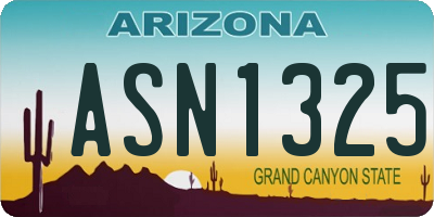AZ license plate ASN1325