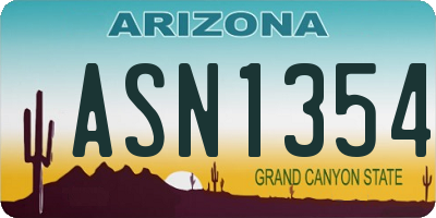 AZ license plate ASN1354